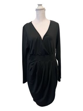 NWT Poseshe Size XL Long Sleeve Faux Wrap Bodice and Faux Wrap Skirt LBD